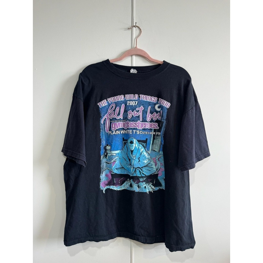 Fall Out Boy Young Wild Things Tour Shirt Mens 2XL Black Band Tee 2007 Parking